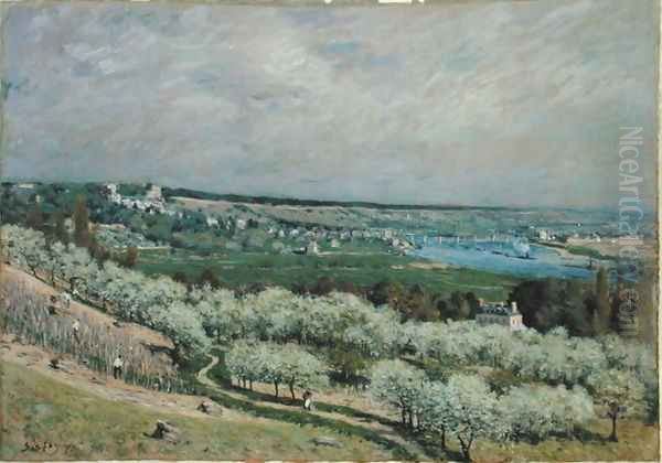 The Terrace at Saint-Germain, Spring, 1875 Oil Painting by Alfred Sisley