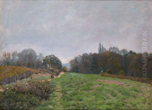 Landscape at Louveciennes Oil Painting by Alfred Sisley