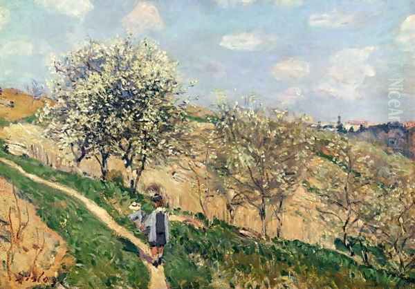 Springtime at Bougival Oil Painting by Alfred Sisley