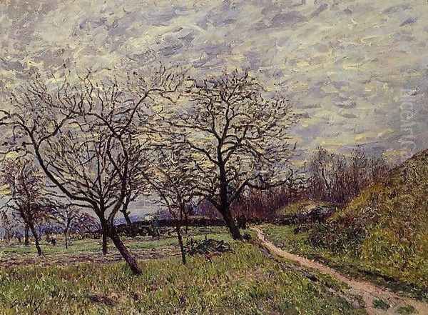 Between Veneux and By - December Morning Oil Painting by Alfred Sisley