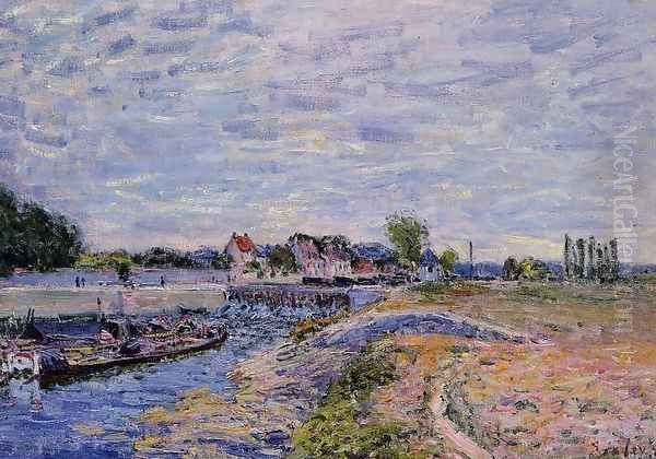 Saint-Mammes Dam Oil Painting by Alfred Sisley