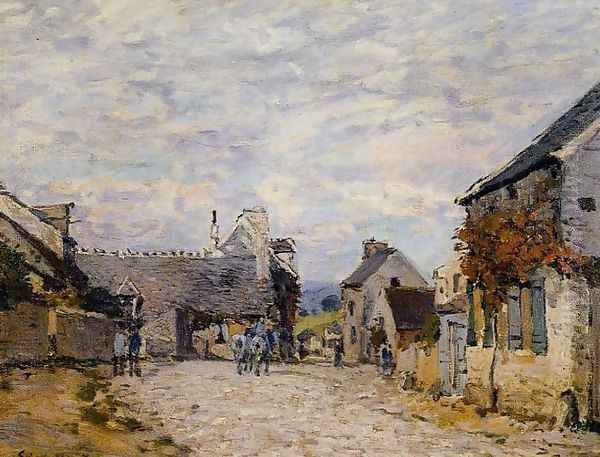 Village Street - Louveciennes Oil Painting by Alfred Sisley