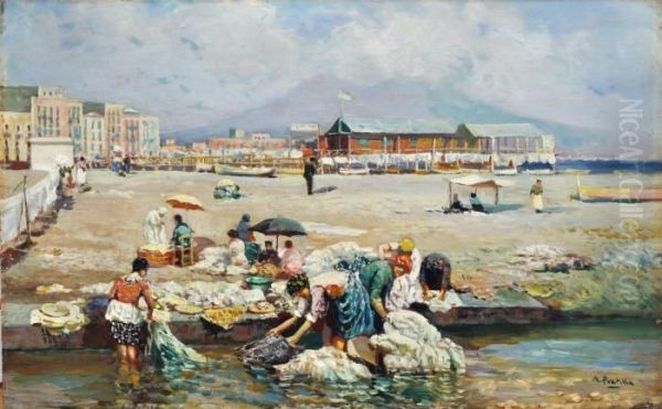 Le Lavandaie Oil Painting by Attilio Pratella