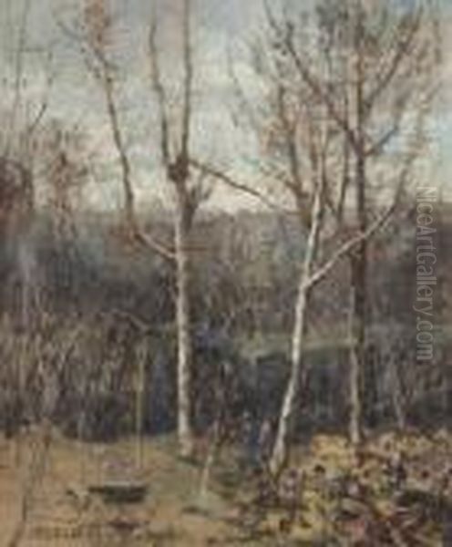 Bosco Di Frignano Con Alberi Spogli Oil Painting by Attilio Pratella