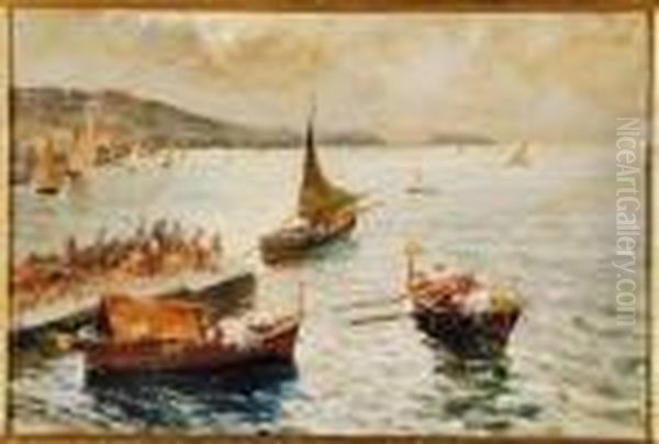 Pescatori Oil Painting by Attilio Pratella