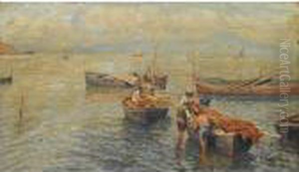 Retour De Peche Oil Painting by Attilio Pratella