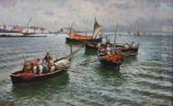 In The Bay Of Naples Oil Painting by Attilio Pratella