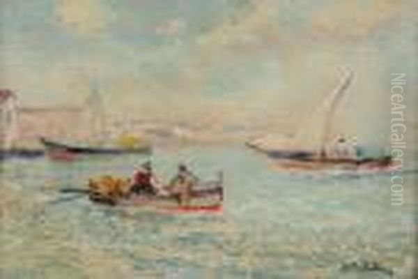 Barche Di Pescatori Oil Painting by Attilio Pratella