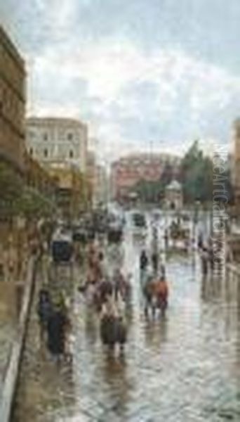 Via Foria After The Rain by Attilio Pratella