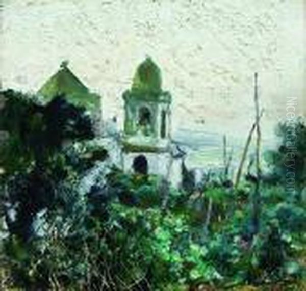 Veduta Costiera Con Orti E Campanile Oil Painting by Attilio Pratella