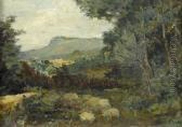 Waldlichtung Mit Blick Auf Hugelige Landschaft Oil Painting by Attilio Pratella