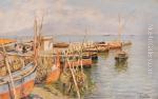 Il Molo Beverello Oil Painting by Attilio Pratella