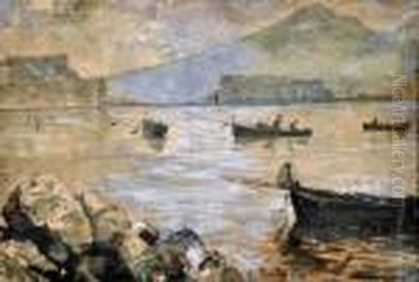 Golfo Di Napoli Oil Painting by Attilio Pratella