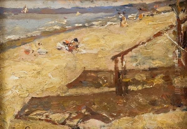 Spiaggia A Torregaveta Oil Painting by Attilio Pratella