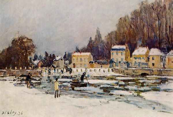 The Blocked Seine at Port-Marly Oil Painting by Alfred Sisley