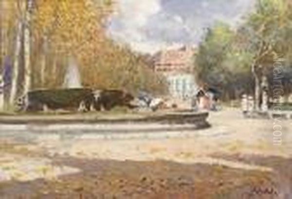 Napoli, Passeggio Alla Villa Comunale Oil Painting by Attilio Pratella