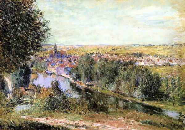 View of Moret Oil Painting by Alfred Sisley