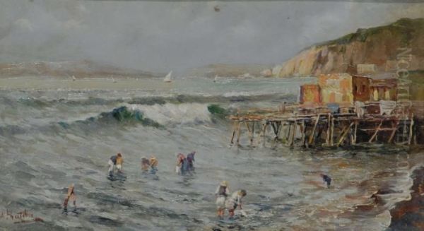 Bambini In Mare Oil Painting by Attilio Pratella