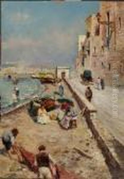 Granatello A Portici Oil Painting by Attilio Pratella