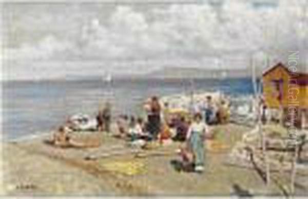 Spiaggia Di Bagnoli A Capo Miseno Oil Painting by Attilio Pratella