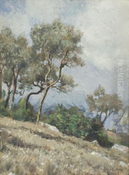 Capri Oil Painting by Attilio Pratella