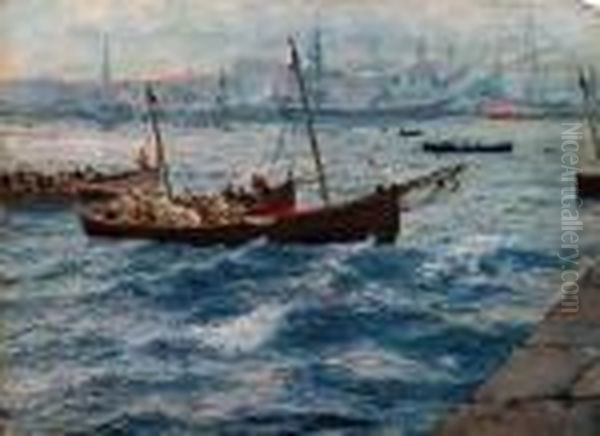 Nel Porto Di Napoli Oil Painting by Attilio Pratella