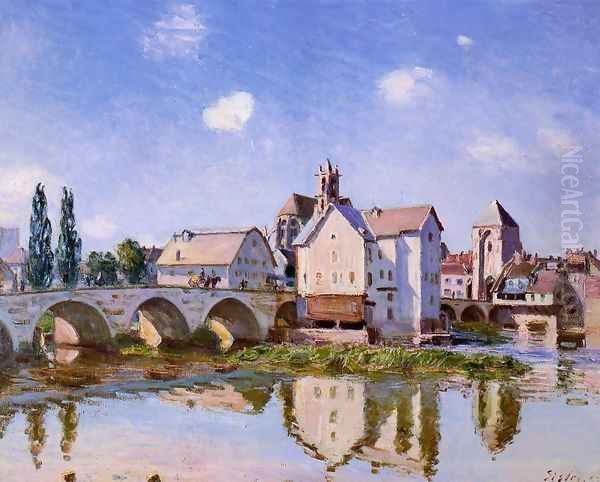 The Moret Bridge in the Sunlight Oil Painting by Alfred Sisley