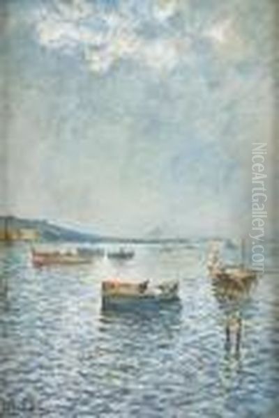 Pescatori In Rada Oil Painting by Attilio Pratella