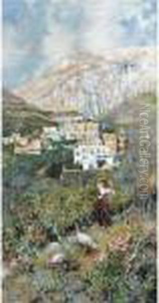 Veduta Di Anacapri Oil Painting by Attilio Pratella