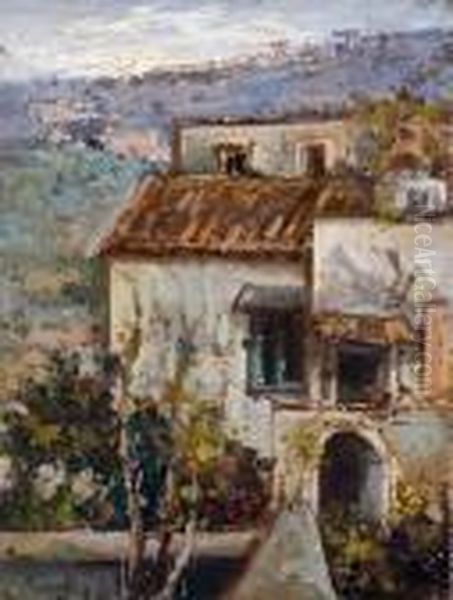 Scorcio Di Capri Oil Painting by Attilio Pratella