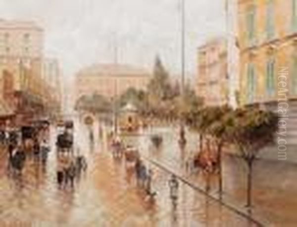 Via Foria Dopo La Pioggia Oil Painting by Attilio Pratella