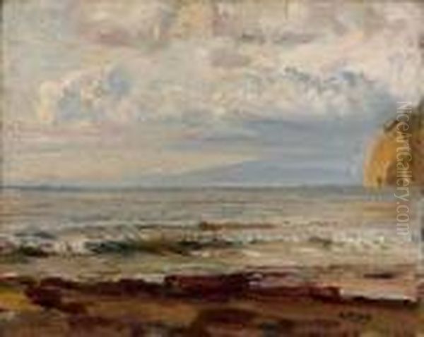 Marina (dalla Spiaggia Di S. Agnello A Sorrento) Oil Painting by Attilio Pratella