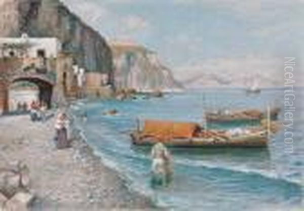 Scena Di Pesca Oil Painting by Attilio Pratella