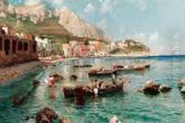 Capri Oil Painting by Attilio Pratella