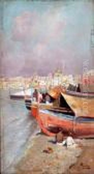 Marina Del Granatello Oil Painting by Attilio Pratella