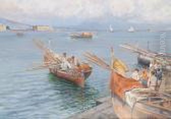 Landing The Catch Oil Painting by Attilio Pratella