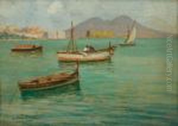 Napoli - Marina Con Barche Oil Painting by Attilio Pratella