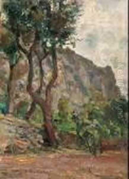 Capri Oil Painting by Attilio Pratella