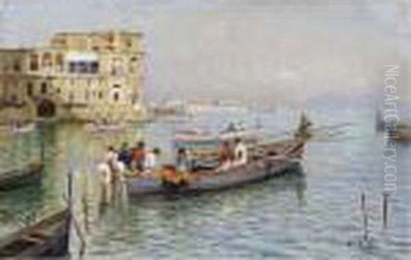 Napoli, Marina Con Veduta Di Palazzo Donn'anna Oil Painting by Attilio Pratella