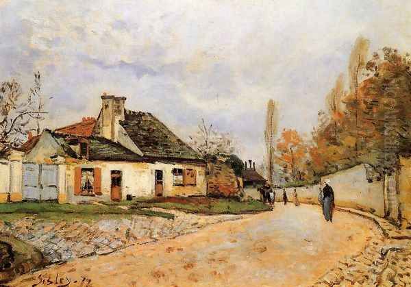 Neighborhood Street in Louveciennes Oil Painting by Alfred Sisley