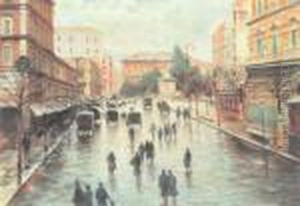 Via Foria Napoli Oil Painting by Attilio Pratella