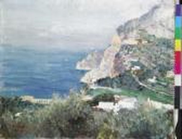 Capri Oil Painting by Attilio Pratella