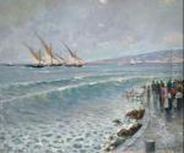 Il Ritorno Dalla Pesca Oil Painting by Attilio Pratella