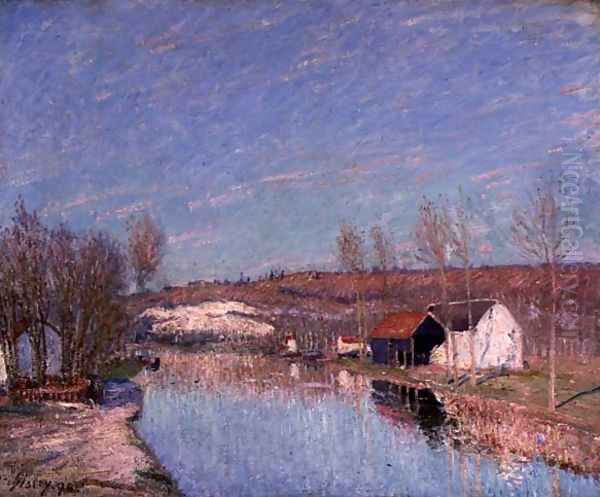 The Loing and the Slopes behind St. Nicaise, February Afternoon, 1890 Oil Painting by Alfred Sisley