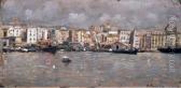 Napoli Visto Dal Mare Oil Painting by Attilio Pratella