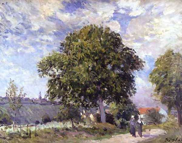 The Entrance to the Village, c.1880 Oil Painting by Alfred Sisley