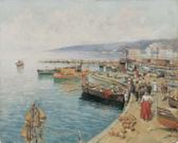 Napoli, Mergellina Oil Painting by Attilio Pratella