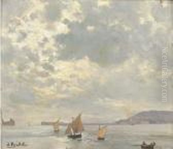 Barche A Vela Nel Golfo Di Napoli Oil Painting by Attilio Pratella