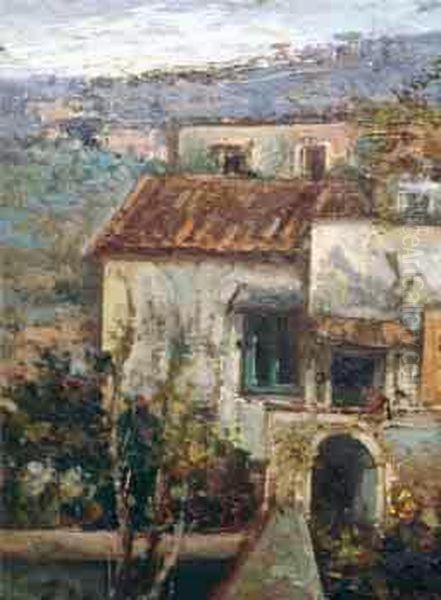 Capri Oil Painting by Attilio Pratella