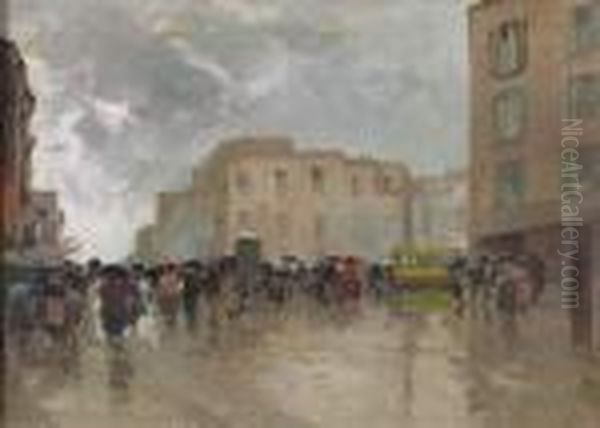 Strasse In Neapel. Oil Painting by Attilio Pratella